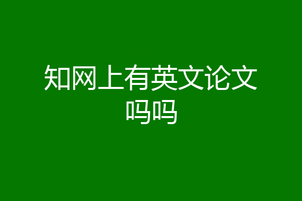 知网上有英文论文吗吗