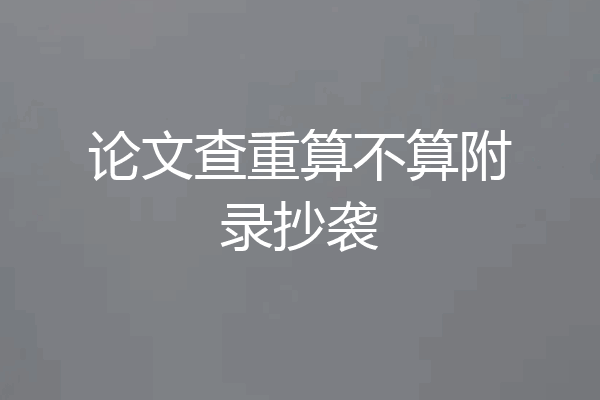 论文查重算不算附录抄袭