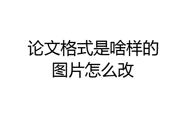 论文格式是啥样的图片怎么改