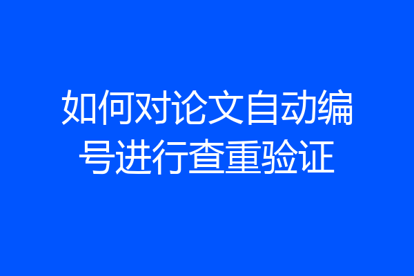 如何对论文自动编号进行查重验证