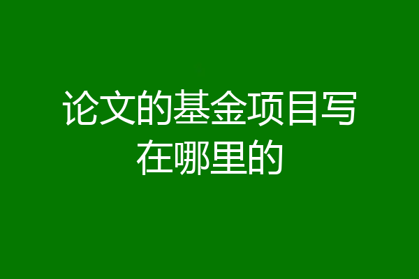 论文的基金项目写在哪里的