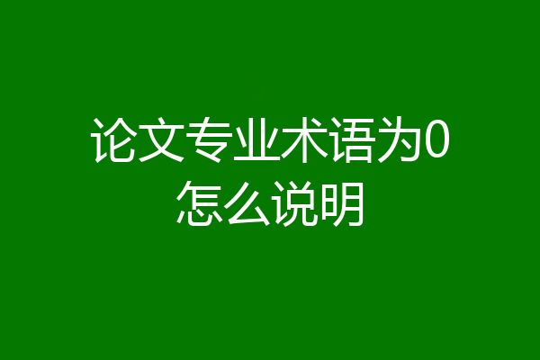 论文专业术语为0怎么说明