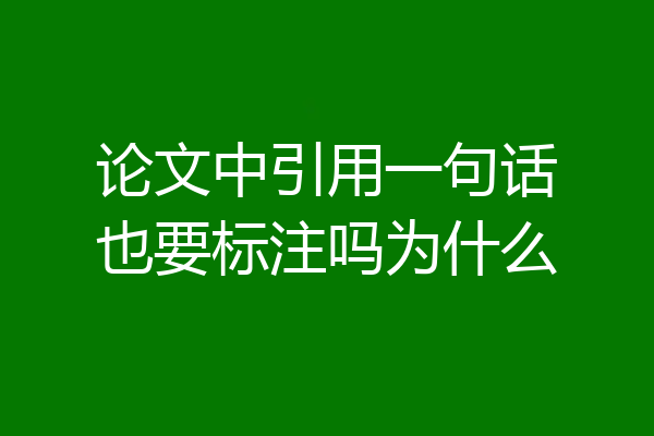 论文中引用一句话也要标注吗为什么