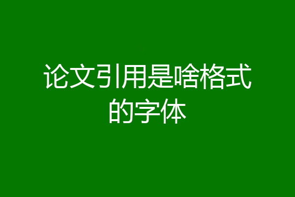 论文引用是啥格式的字体
