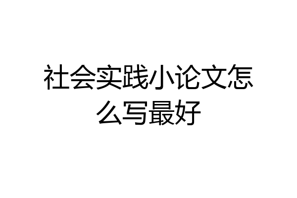 社会实践小论文怎么写最好