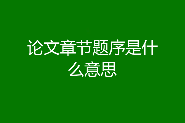 论文章节题序是什么意思