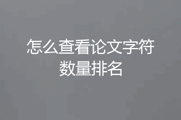 怎么查看论文字符数量排名