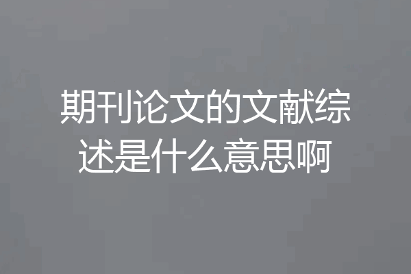 期刊论文的文献综述是什么意思啊