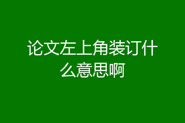 论文左上角装订什么意思啊