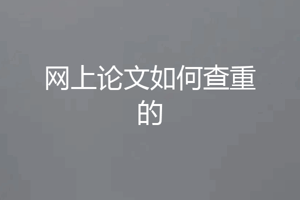 网上论文如何查重的