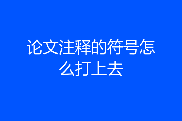 论文注释的符号怎么打上去
