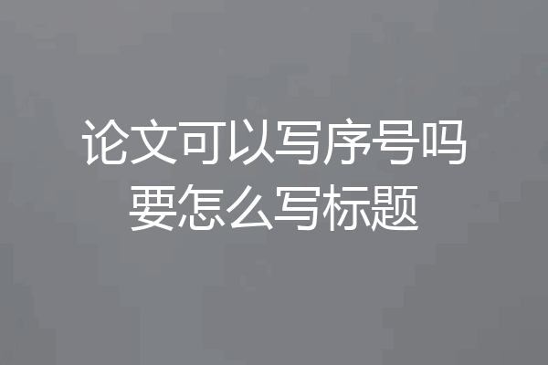论文可以写序号吗要怎么写标题