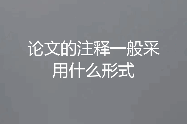 论文的注释一般采用什么形式