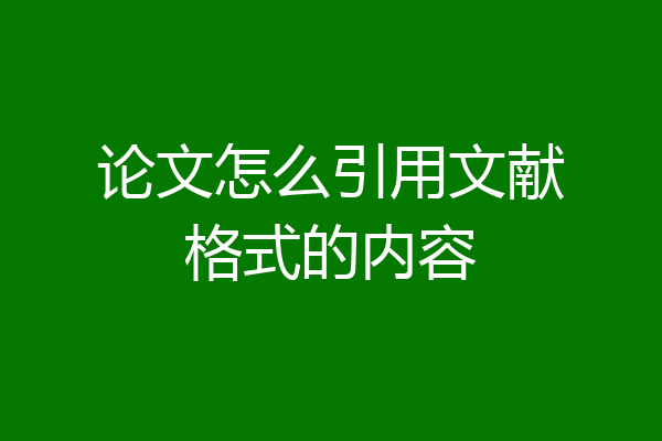论文怎么引用文献格式的内容