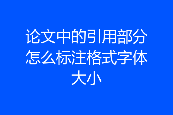 论文中的引用部分怎么标注格式字体大小