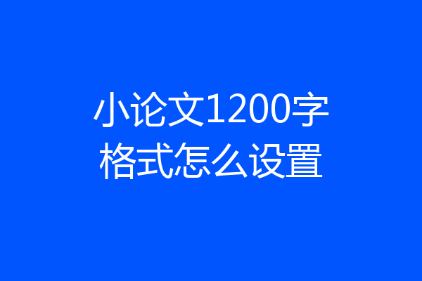 小论文1200字格式怎么设置