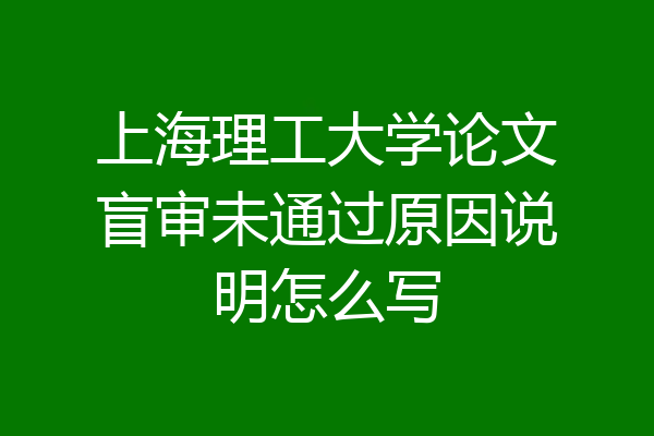 上海理工大学论文盲审未通过原因说明怎么写