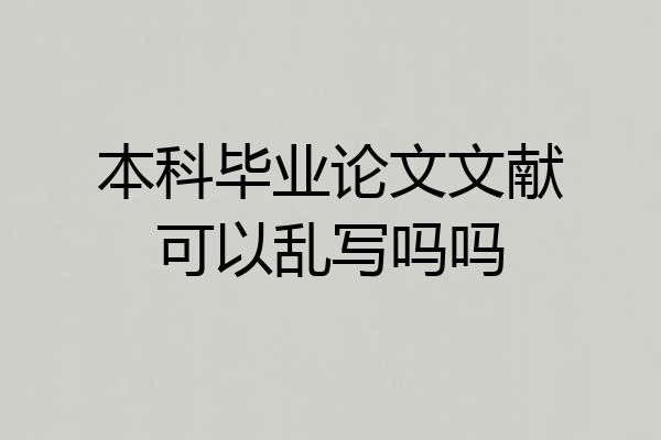 本科毕业论文文献可以乱写吗吗
