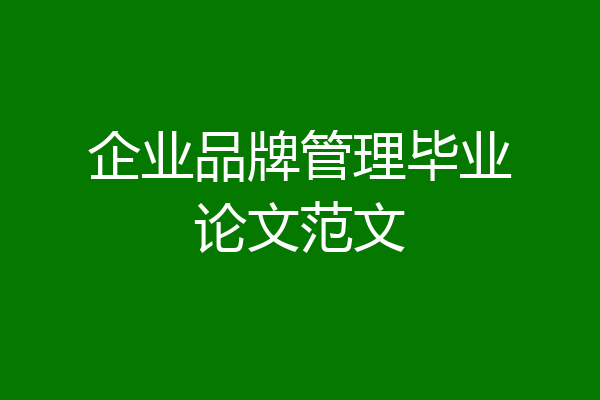 企业品牌管理毕业论文范文