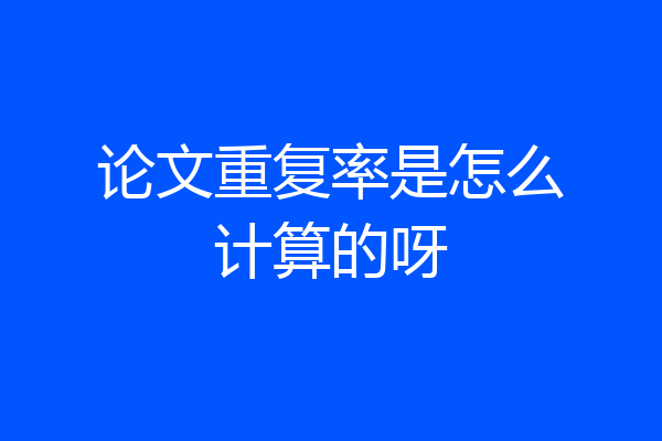 论文重复率是怎么计算的呀