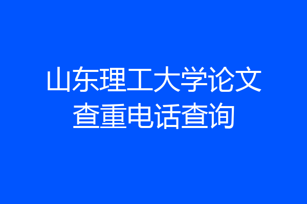 山东理工大学论文查重电话查询