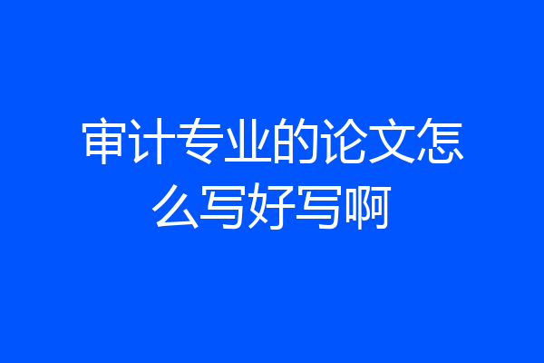 审计专业的论文怎么写好写啊