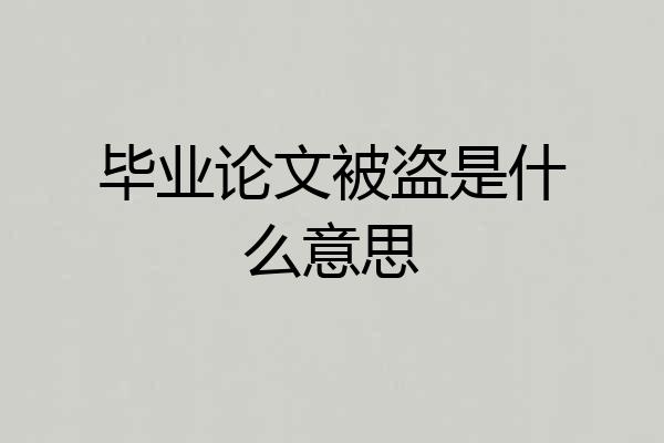 毕业论文被盗是什么意思
