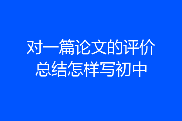 对一篇论文的评价总结怎样写初中