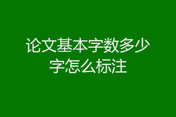 论文基本字数多少字怎么标注