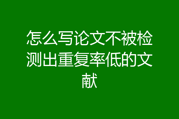 怎么写论文不被检测出重复率低的文献