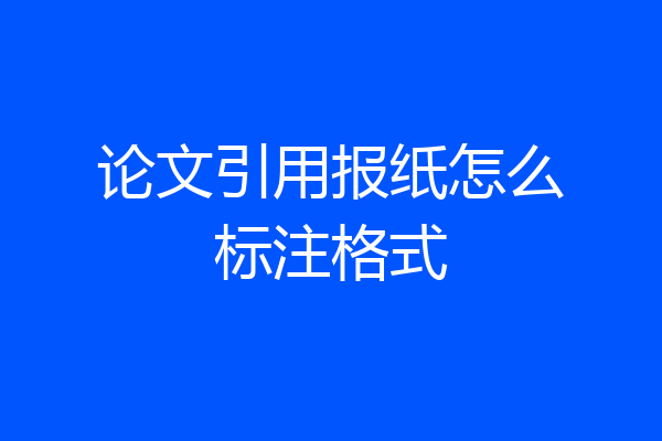 论文引用报纸怎么标注格式