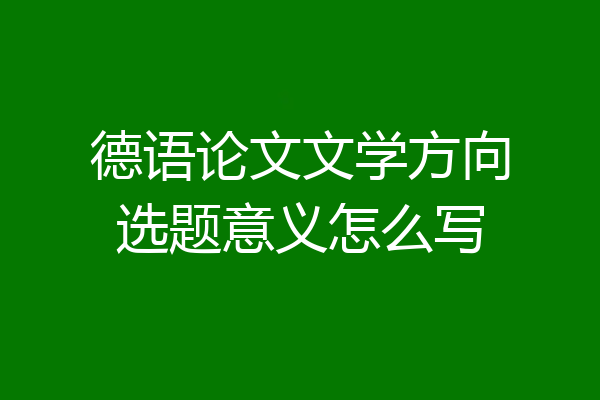 德语论文文学方向选题意义怎么写