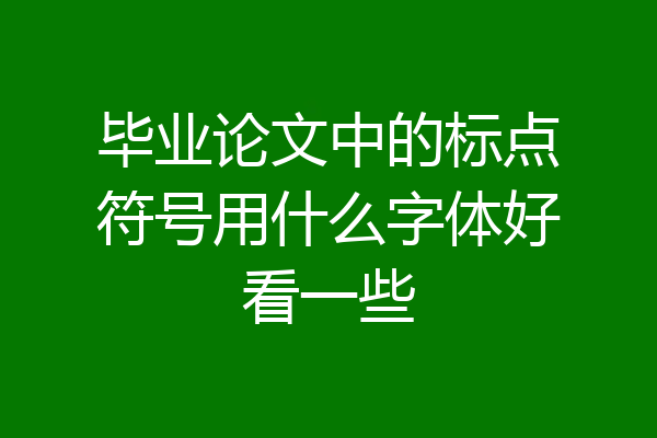 毕业论文中的标点符号用什么字体好看一些
