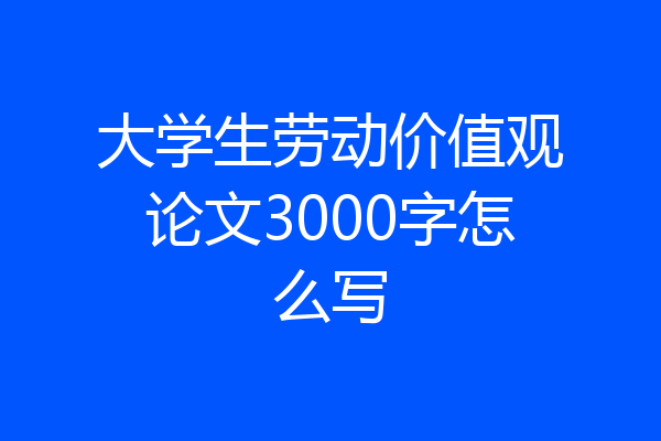 大学生劳动价值观论文3000字怎么写