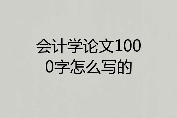 会计学论文1000字怎么写的
