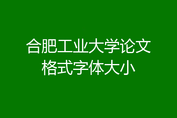合肥工业大学论文格式字体大小