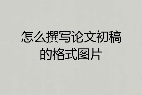 怎么撰写论文初稿的格式图片