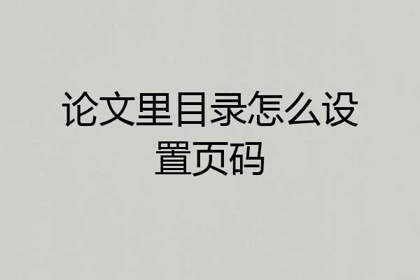 论文里目录怎么设置页码