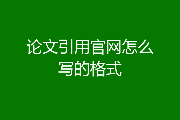论文引用官网怎么写的格式