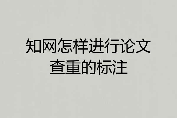 知网怎样进行论文查重的标注