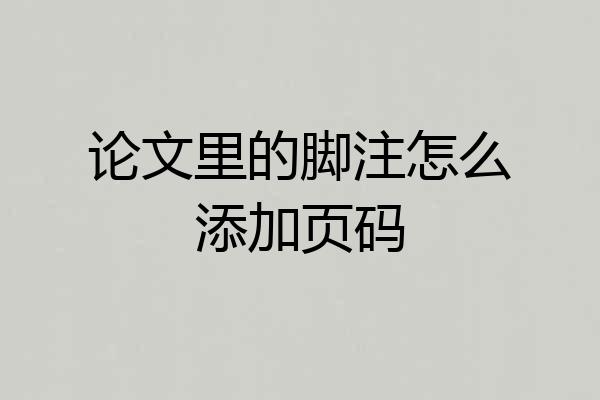论文里的脚注怎么添加页码