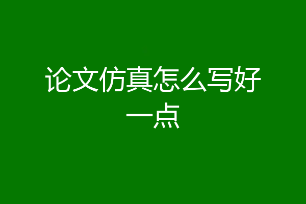 论文仿真怎么写好一点