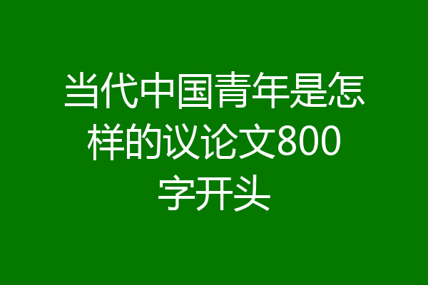 当代中国青年是怎样的议论文800字开头