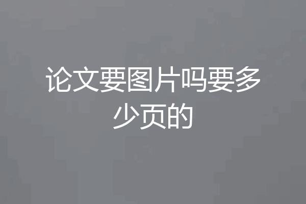 论文要图片吗要多少页的