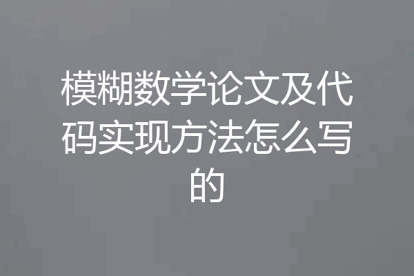模糊数学论文及代码实现方法怎么写的