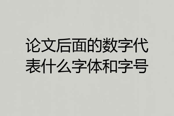 论文后面的数字代表什么字体和字号