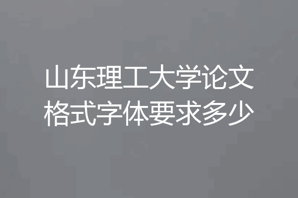 山东理工大学论文格式字体要求多少