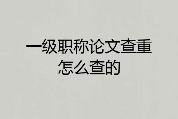 一级职称论文查重怎么查的
