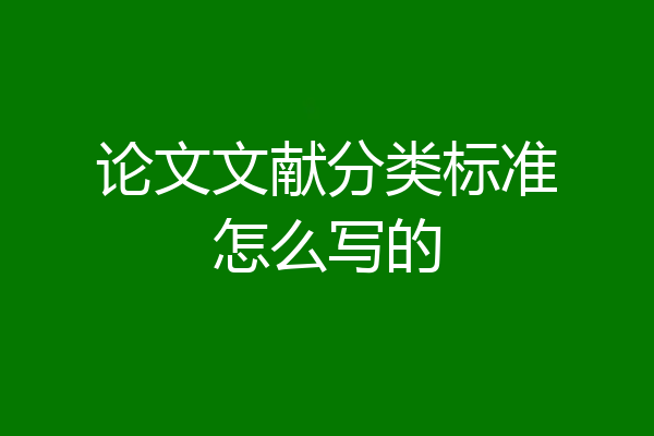 论文文献分类标准怎么写的