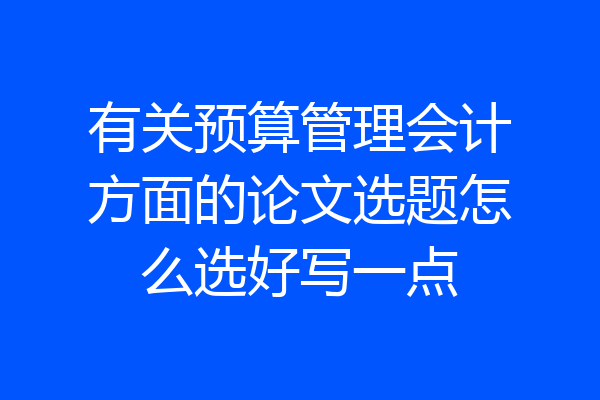 有关预算管理会计方面的论文选题怎么选好写一点